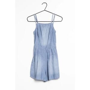 Hollister Romper Women's Medium Blue Light Denim Shorts Spaghetti Strap Summer